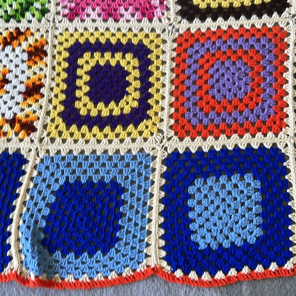 💕GORGEOUS Vintage Granny Square Afghan Crochet Blanket Throw - Picture 6 of 13